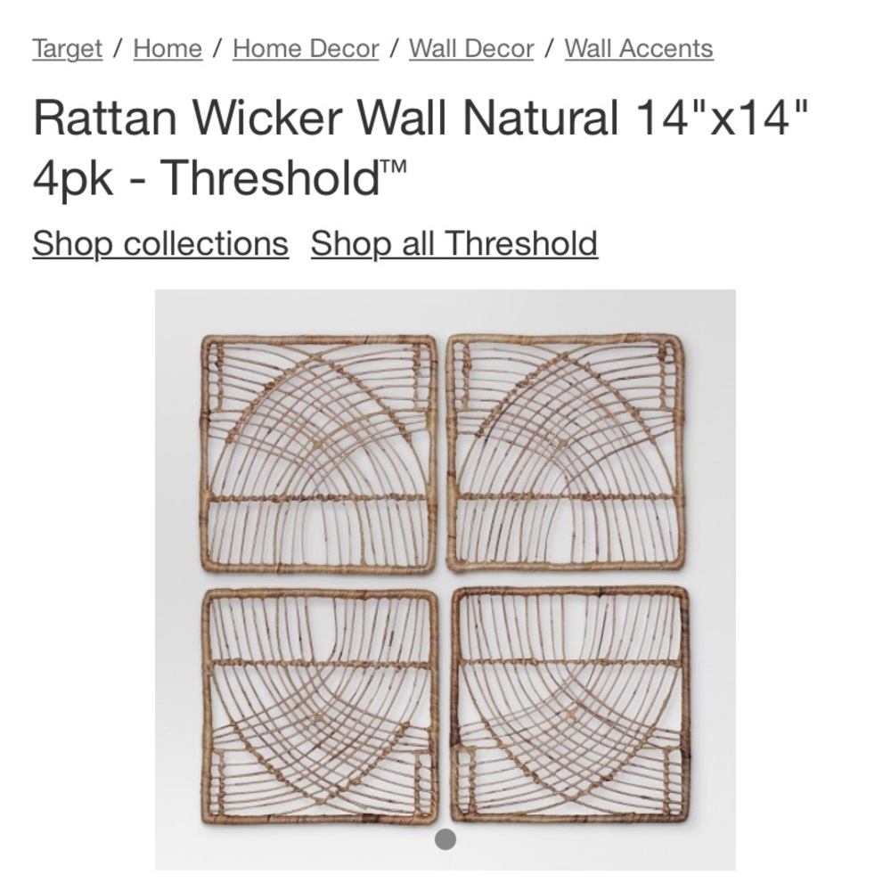 ISO ... Rattan Wicker Wall Natural 14”x14” 4 pc